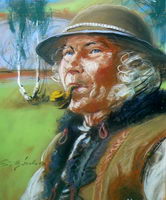 Stanisław  GÓRSKI - obrazy - Stary Góral z fajką