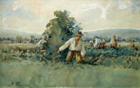 Stanisław  GIBIŃSKI - obrazy - Chłopi w polu