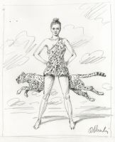 Rafał OLBIŃSKI - Queen of cheetahs - szkic ołówek papier, 36x29 Rafał OLBIŃSKI - Queen of cheetahs