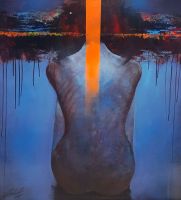 Piotr JAKUBCZAK - Plecami - olej na płótnie, 80x70 Piotr JAKUBCZAK - Plecami