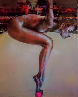 Piotr JAKUBCZAK - NA KRAWĘDZI - olej płótno, 100x80 Piotr JAKUBCZAK - NA KRAWĘDZI