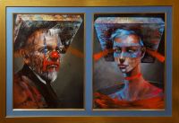 Piotr JAKUBCZAK - Żółtokropek i Niebieska, dyptyk - olej na płótnie, dyptyk 2x70x50, 70x100 Piotr JAKUBCZAK - Żółtokropek i Niebieska, dyptyk